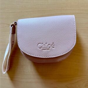 Chloe Parfums Blush Pink Pebbled Wristlet Clutch Cosmetic Pouch Holiday Gift